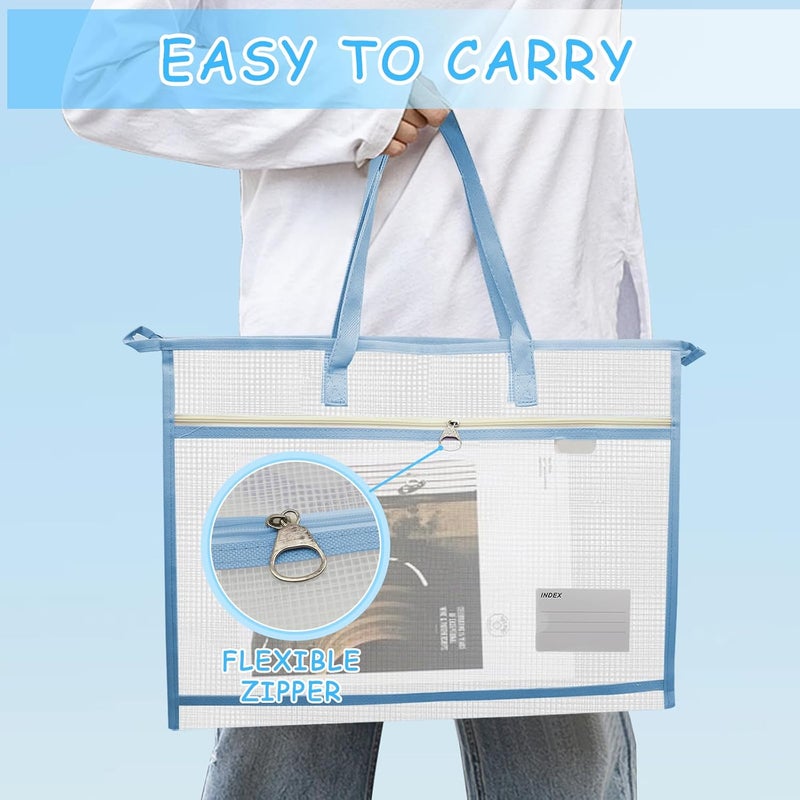 WUEURU 3 Pcs A3 Project Bag for Quilting Craft Storage with Handles for Art Bag Tote Bag File Carrying Bag Storage Bag - Image 3